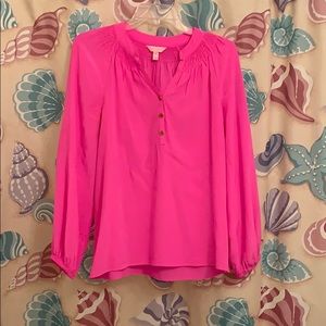 Like new, bright pink, Lilly Pulitzer Elsa top